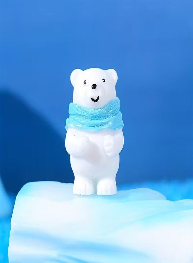 VAYINATO 4pcs Polar Bear Figurines with Iceberg Scarves - Resin Bear Home Decor for Garden, Plants, Aquarium, Home, Car - DIY Miniature Crafts, Gifts for Christmas, Halloween, Easter, Thanksgiving - Image 5